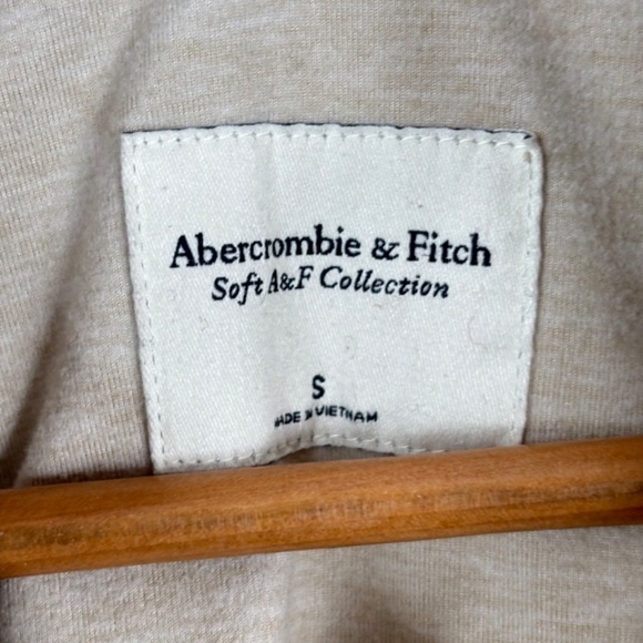 Abercrombie Soft A&F Cinch Hem Half Zip Pullover S Beige Oatmeal Cropped Bungee - Picture 7 of 12